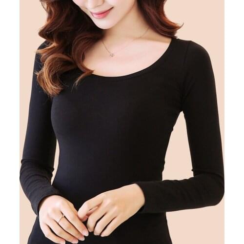 2019 new spring and autumn cotton long sleeve fashion sexy tight elastic Slim thin T shirt tees tops female women girls clothing