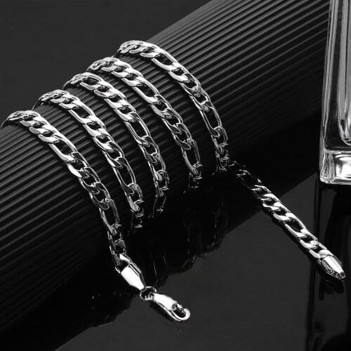 Stainless Steel Silver Plated Width 4/6/8/10mm Flat Necklace 3:1 Chain Men Women Punk Jewelry Choker Custom Collares Wholesale