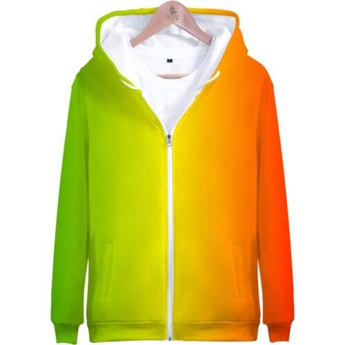 Boy/Girls 3D Zip Up Coats Green Zipper Hoodies Mens Sweatshirts Custom Colourful Gradient Hoodie Men/Women Solid Color Hooded