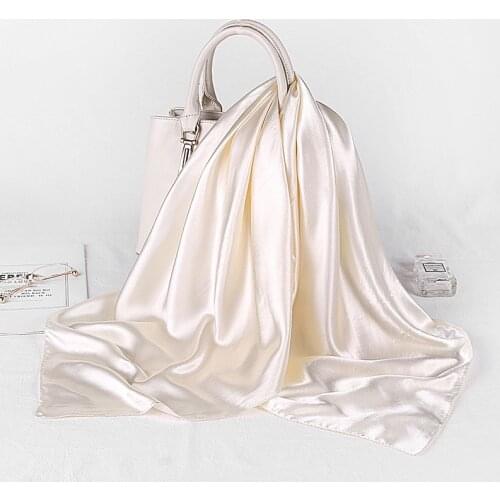 Fashion Hijab Scarves For Women Silk Satin Hair Scarf Female Solid Colors Kerchief 90*90cm Square Shawls Neck Scarfs For Ladies