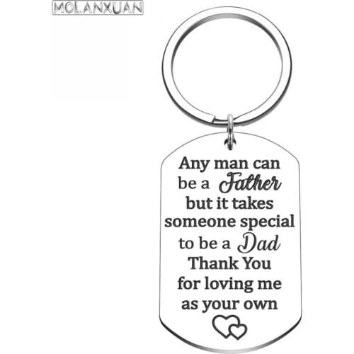 Father Day Gifts for Step Dad Keychain Birthday Gifts for New Dad Thank You for Loving Me As Your Own Wedding Gift for Father