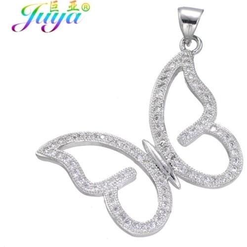 Juya Handmade Swa Crystals Pendants Supplies Micro Pave Zircon Butterfly Charms For DIY Fashion Jewelry Making Supplies