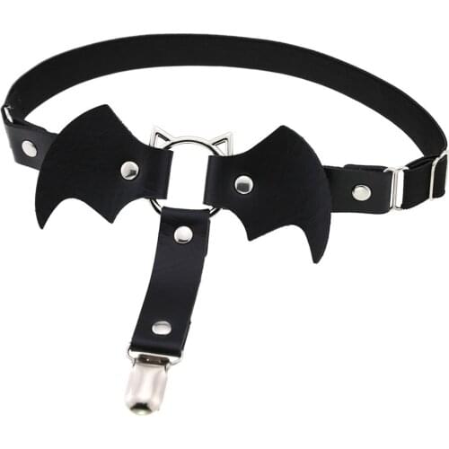 Women Ladies Leg Garter Solid Color Bat Garter Clip Anti-Slip Leg Garter Belt Red Blue Yellow