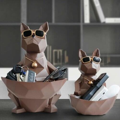 Resin Moden Crafts Animals Miniature cute ornaments Cat Dog Figurines for Home office decoration Storage bowl Carved WY817