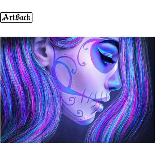 Sale 5d diamond painting skull woman full drill square icon 3d diamond embroidery full round diamond mosaic