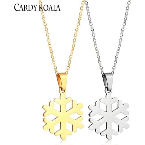 Christmas simple snowflake titanium steel pendant necklace female clavicle chain couple accessories tide
