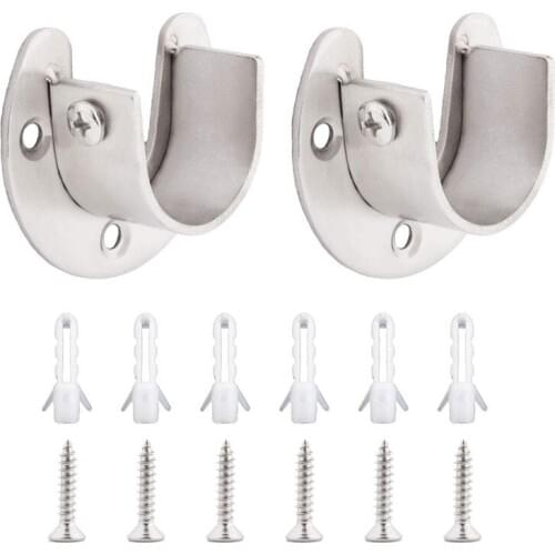 Closet Rod Holder,Shower Curtain Rod Sockets Rod Flange Shelf Brackets,Heavy Duty Furniture Metal Shower Wardrobe Pole Holder