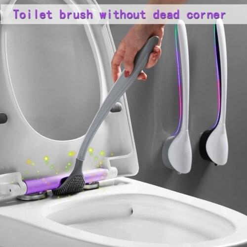 Silicone Brush Soft Head Toilet Brush Corner Wash Toilet Brush Household Wall-mounted Creative Bathroom Cleaning Brush