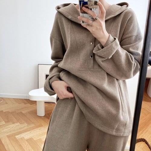Sweatpants and Pullover Jacket Two-piece Set Women Spring Autumn New Hooded Coat Casual Sports Suit Female 255