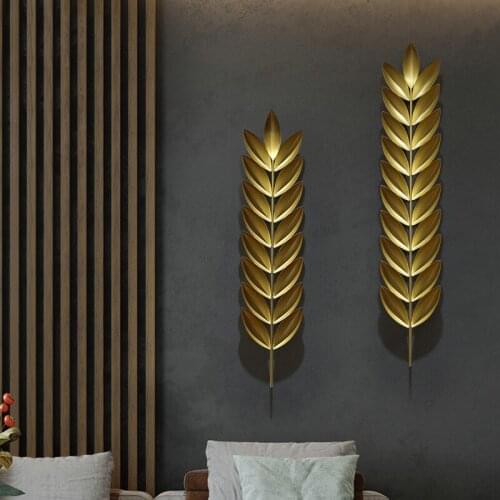 Light Luxury Home Wall Decoration Pendant Porch Aisle Branch and Leaf Type Handmade Wrought Iron Wall Creative Golden Hanging