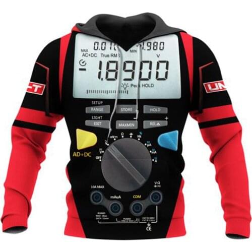 Digital Multimeters 3D Full Printed Jacket Men/Women Harajuku Hoodie Casual Streetwear Sweatshirt Pullover Sudaderas AD0333