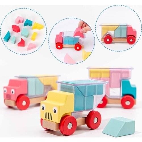 Creativity Wooden Block Car Puzzle Games Creative Funny Games for Kids 48 Challenge with Solution Interactive IQ Training Toy