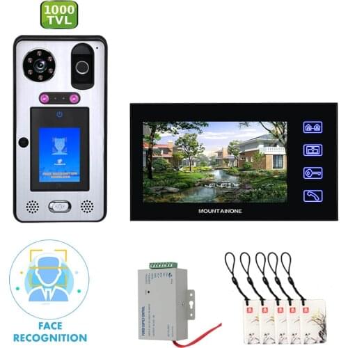 7 Inch WIFI Video Monitoring Video Door Phone Intercom with Face Recognition Fingerprint RFIC Wired Rainproof IR 1000TVL Camera