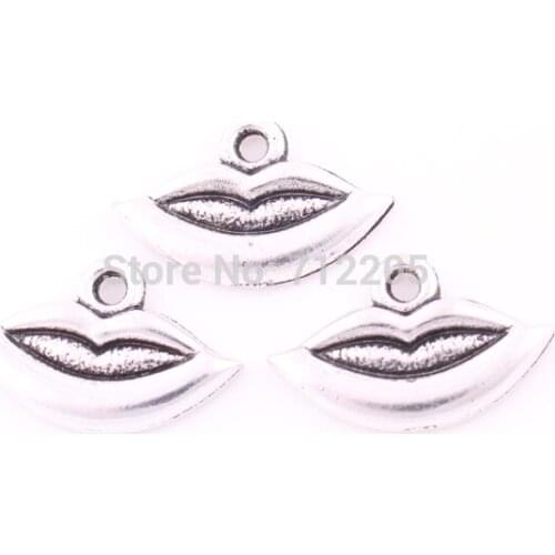 DIY jewelry New Arrival fashion 20pcs a lot antique silver plated lips jewelry charm