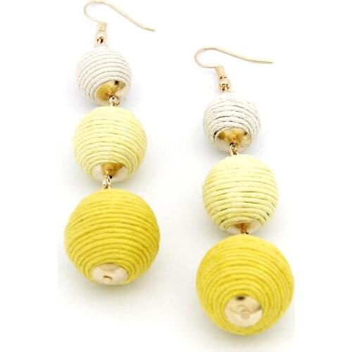 Legenstar Thread Ball Dangle Earrings for Women Pom Pom Drop Earrings Beaded Ball Boho Jewelry Brinco