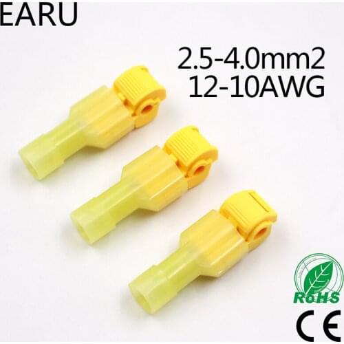 10pcs/lot L11 Yellow T Type Quick Splice Crimp Terminal Wire Convenient Connector For Standard 4 Wire Line Free Shipping