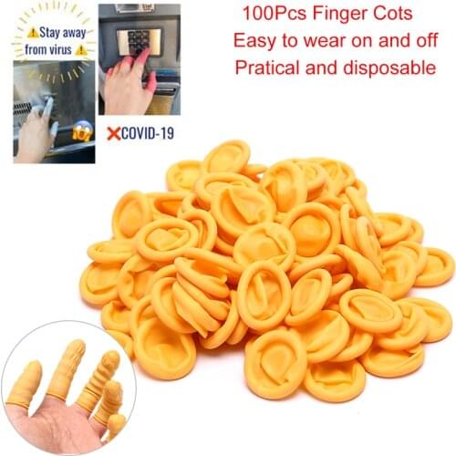 300pc Protective Fingertip Durable Pink Yellow Colorful Latex Finger Cots Safety Gloves Antislip Rubber Finger Cots Good Quality