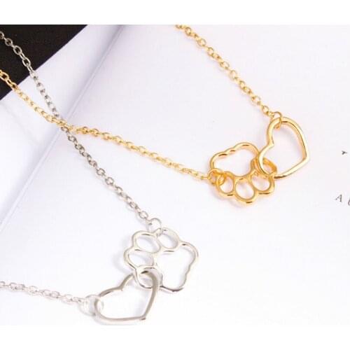 2018 Fashion Jewelry Pendant Clavicle Chain Bohemia Necklace Pet Paw Necklace Cute Animal Dog Cat Love Female Elegant Necklace