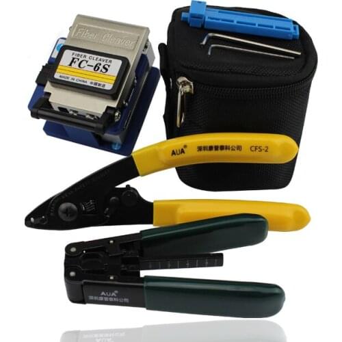 4 In 1 FTTH Fibre Optic Tools with FC-6S Fiber Cleaver Fibra Optica Clivador and Clauss Fiber Optic Stripper CFS-2