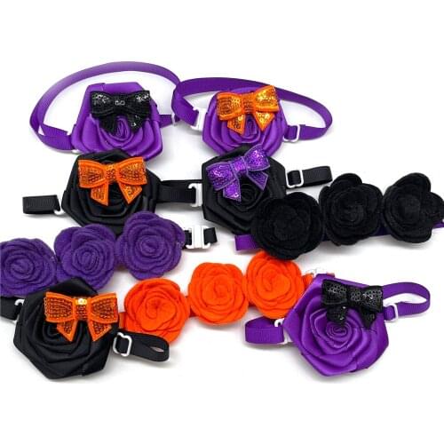 50/100pcs Halloween Dog Pet Grooming Accessories Small Dog Bow Tie Puppy Dog Bowties Collar Adjustable Pet Holiday Grooming Ties