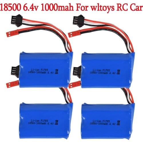 6.4v 1000mAh 15C 18500 Li-ion Battery JST for wltoys A303 A313 A323 A333 1/12 high speed RC truck parts 1000mah 6.4V