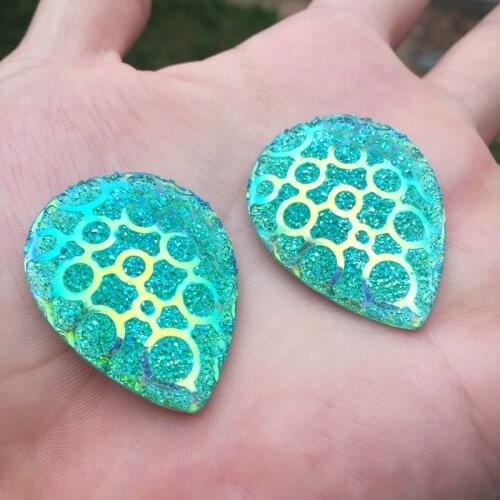 New 6PCS 30*40mm Drop Resin Rhinestone Flatback Cabochon Stone DIY Wedding Decoration HY321