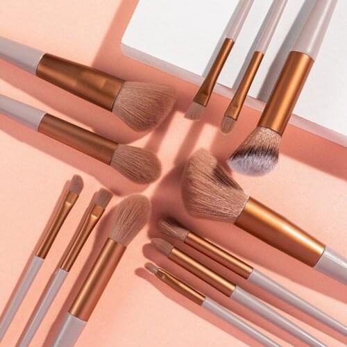 8/13pcs Brown Green Makeup Brush Set Soft Hair Eyeshadow Foundation Concealer Cosmetic Powder Brushes Lip Face Beauty Tools