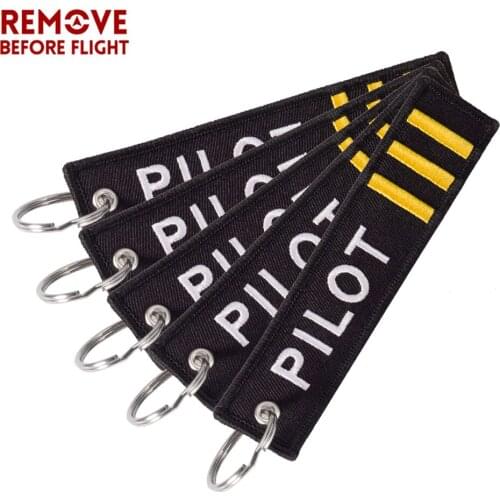 Wholesale 5 PCS/LOT Co-Pilot Keychains Jewelry Embroidery Key Chain for Aviation Gifts Luggage Tag Label Fashion Keychains