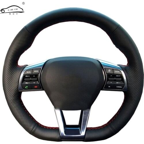 Genuine Leather car steering wheel Cover for Hyundai Sonata 9 2015 2016/dedicated Steering-Wheel Handlebar Braid
