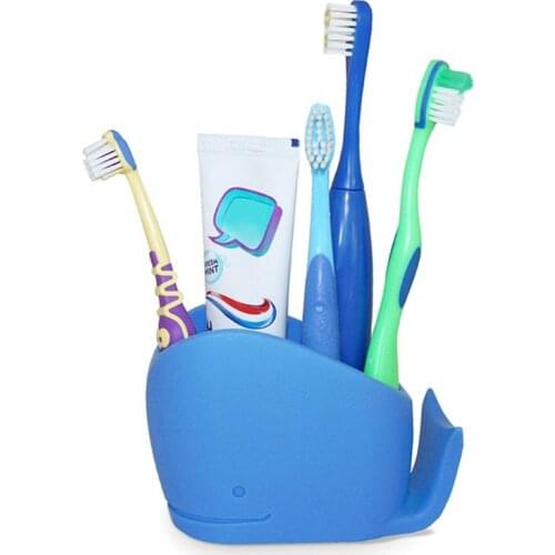Cute Blue Silicone Whale Toothbrush Holders Bathroom Storage Rack Wash Supplies R7RC