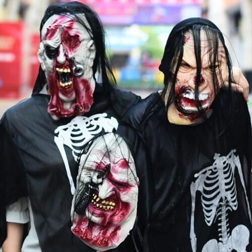 Halloween Horror Latex Headgear Skull Skeleton Bloody Zombie Halloween Haunted House Cosplay Party Masks Supplies