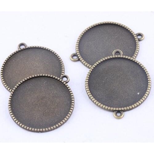 10pcs fit 25mm cabochon pendant tray base settings diy cameo bezel connector for bracelets jewelry making