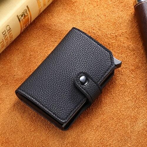 Bisi Goro 2020 RFID Blocking Wallet Metal Aluminum Business Bank Card Case Multifunction Travel Cardholder Carteira Dropshipping