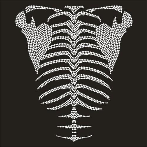 Bone Rhinestone Transfer Garment Hotfix Crystals 1Pcs Custom Iron On Strass Motif Diy Punk Patch Thermal Stickers For Clothes