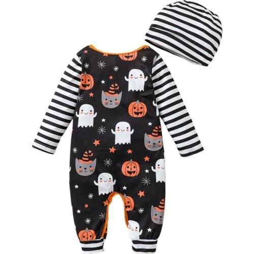Ma&Baby 0-18M Newborn Infant Baby Boys Girls Halloween Costumes Long Sleeve Romper Hat Outfits DD40