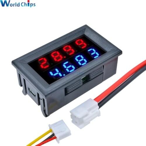 Red Blue Dual Digital LED AMP Display DC Voltmeter Ammeter 4 Bit 5 Wires DC 200V 10A Voltage Volt Current Meter Power Supply