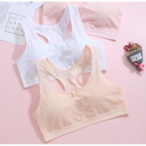 Summer Kids Girls Training Bra Cotton Girl Bra Skin-friendly Teens Underwear Teenager Sports Bra Breathable Lingerie Vest