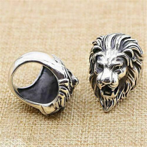 Fashion new aggressive lion head ring retro casting Lion King Tiger mens punk ring size 8-11