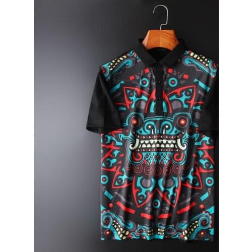 Cotton Mens Luxury All Printed Short Sleeve Plus Size 5xl Fashion Slim Fit Male T-shirts Man Tee