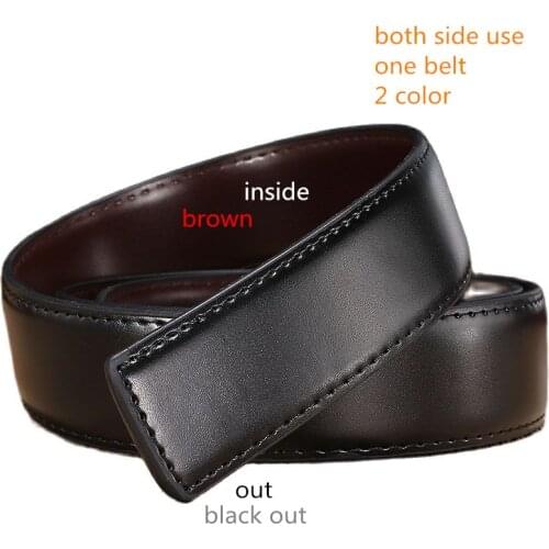Male Double Side Use Brown Black 2 In 1 Business Leather 3.5cm 1.3 Inch Men Cowhide Dress Belt Without Buckle