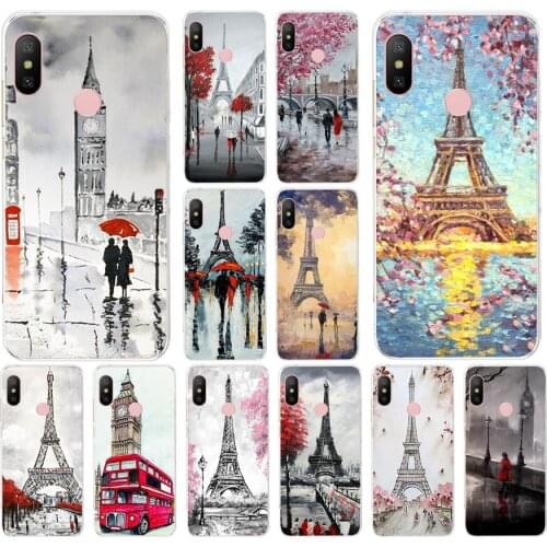 260FG Painting the Eiffel Tower Soft Silicone Tpu Cover phone Case for xiaomi redmi 7 7a note 4A 4X 6 Pro 6A 7