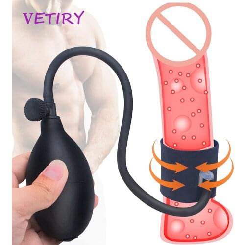 VETIRY Inflatable Penis Pump Penis Trainer Sex Toys for Men Erection Penis Ring Enlargement Male Enhancement Pumps Sex Products