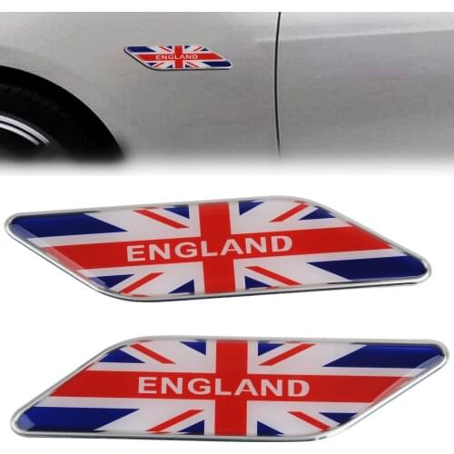 New 2pcs Metal England UK Flag Car Side Fender Skirt Emblem Badge Sticker Decal