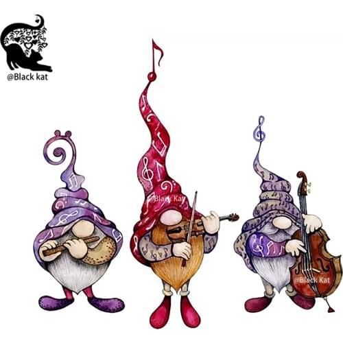 New Violin Cello Flute Music Gnome Metal Cutting Dies Musical Instrument Santa Stencil For DIY Scrapbooking Card Craft