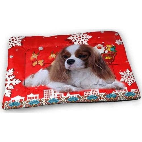 Animals Mat Blanket Plastic For Pet Pad Cavalier King Charles Spaniel Dog Print Puppy Sofa Bed Cushion Warm Merry Christmas