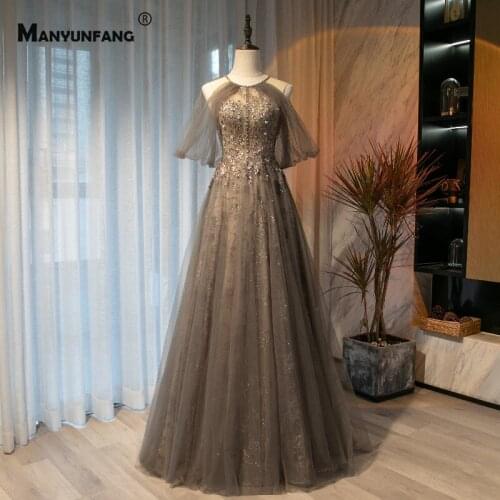 High-End O-Neck Crystal Off the Shoulder A-Line Wedding Dress Custom Made Lace Up Back Embroidery Sweep Train Bridal Gown