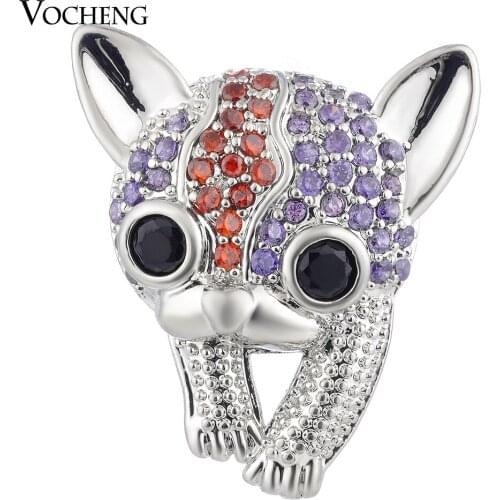 Little Tiger CZ Stone Vocheng Ginger Snap Jewelry Copper Material 18mm 4 Colors Luxury Animals Vn-1696