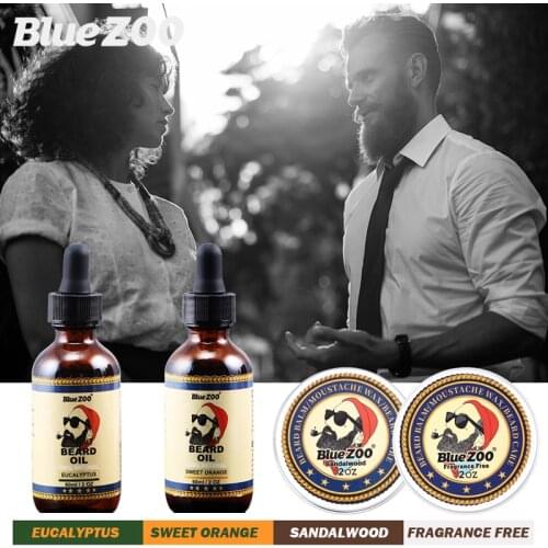 Blue ZOO Beard Oil Soften Hair Growth Nourishing Enhancer Beard Growth Wax Balm Moustache Oil Leave-In Conditioner Beard Care
