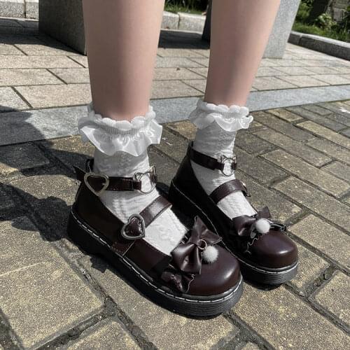 Lolita shoes Japanese flat bottom lovely student Lolita head womens shoes small shoes uniform single shoes women