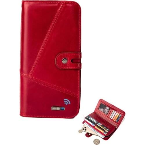 Smart Wallet Bluetooth Anti-lost Long Purse Genuine Leather Women Wallets Coin Pocket Zipper man and Lady Wallet Card Holder